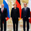 Ucrania: la paz que se esconde tras el alto el fuego. Líderes de Bielorusia, Rusia, Alemania, Francia y Ucrania en la cumbre de Minsk (11 al 12 de febrero de 2015). Foto: Kremlin.ru (Wikimedia Commons / CC BY 3.0 ).