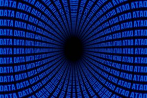 Is the data, and democracy. Wormhole simulation with the word data. Photo: geralt (Pixabay)