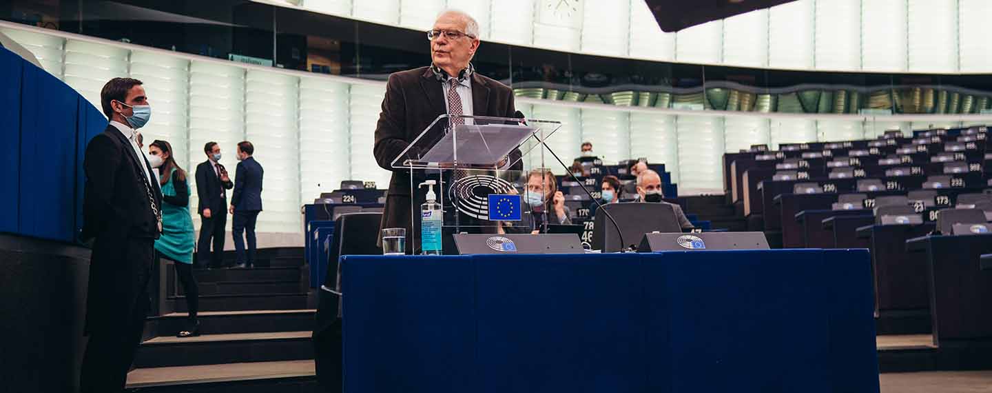 Josep Borrell at podium