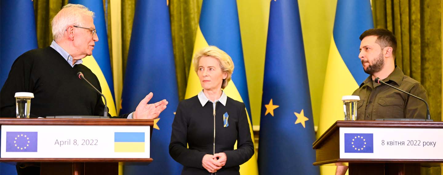 Borrell Zelensky y der Leyen
